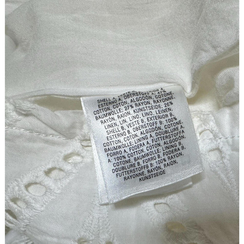 Anthropologie Ett:twa Womens Size 2 Alice Eyelet Jumpsuit White Ivory Crop Lined - Picture 9 of 9